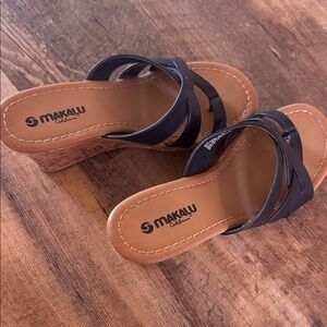 Women's Black Wedge Sandals